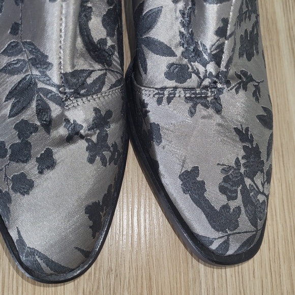 FREE PEOPLE | Barclay Brocade Floral Silver Black Heeled Ankle Boots Women’s 10 - Picture 9 of 12